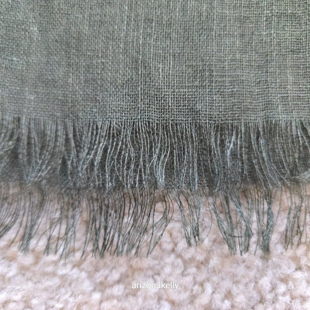 Eileen Fisher Linen Scarf Olive Green - Picture 5 of 10